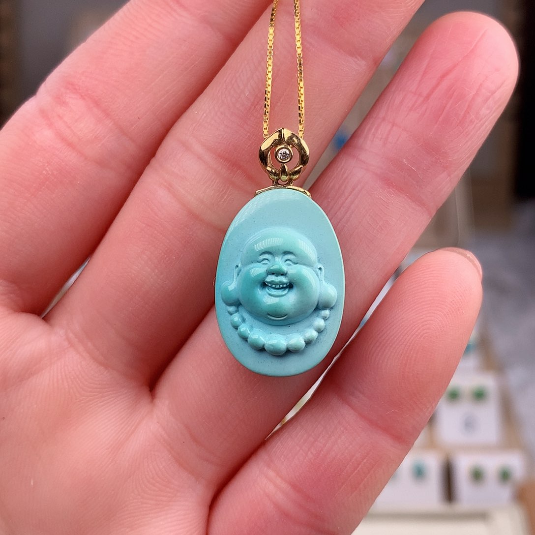 绿松石颈饰18K金镶嵌