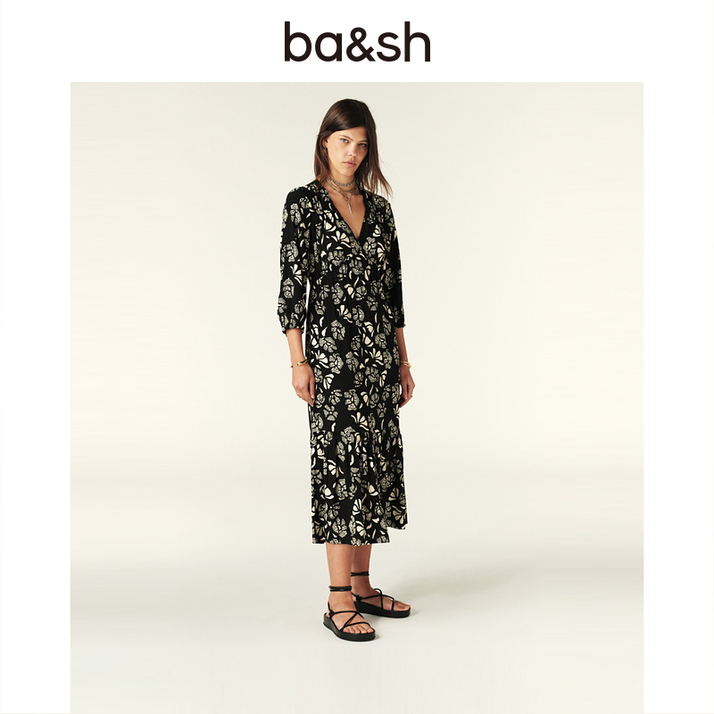 【一秒入夏】ba&sh蝶恋兰香法式气质浪漫迷笛连衣裙1E25AFER