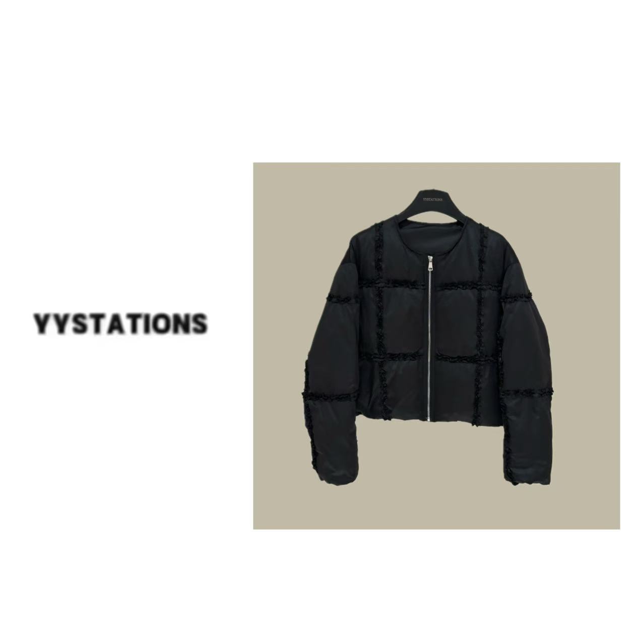 YYSTATIONS【短款花间集！】欧货木耳边拼接面包外套加厚短外套-9597