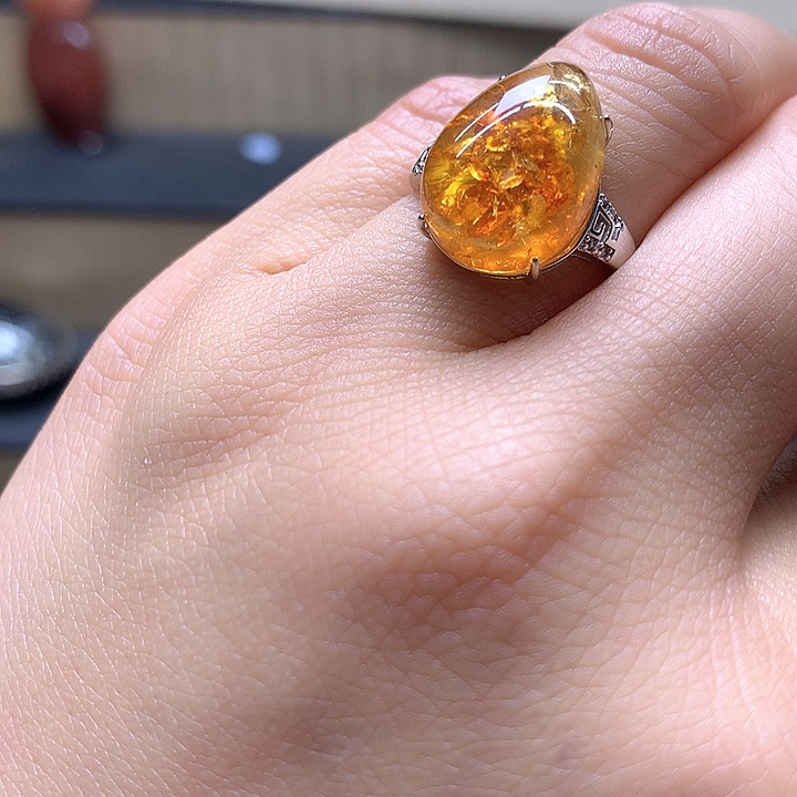 水晶水晶戒指银S925镶嵌