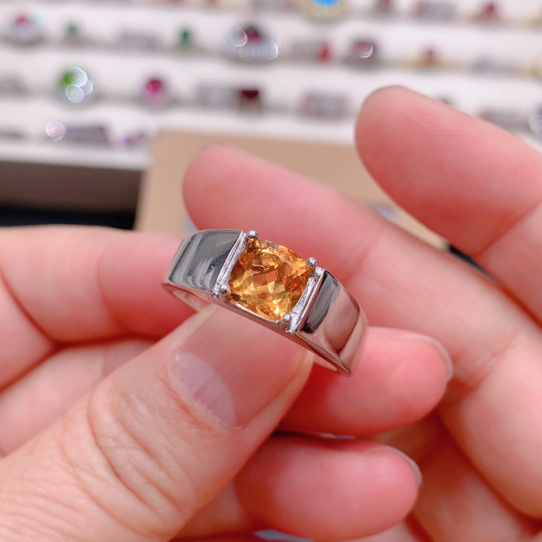 水晶戒指银S925镶嵌戒指