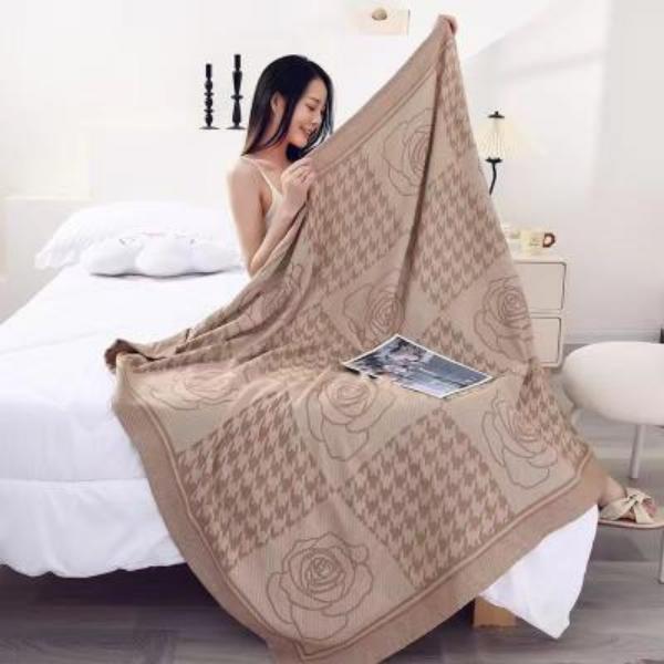 【R航空毯-简奢玫瑰-咖-120】120*150柔软透气