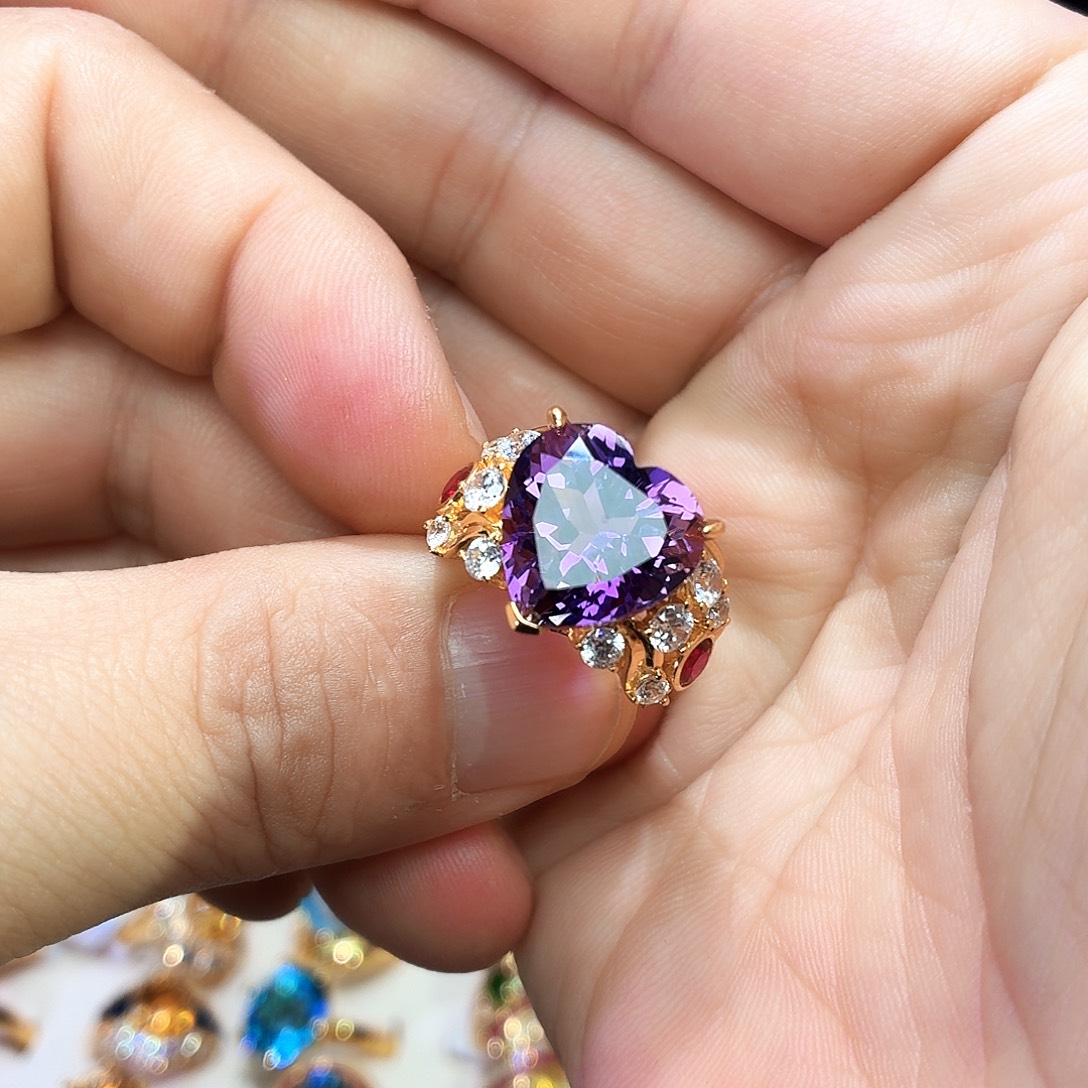 银S925镶嵌戒指水晶