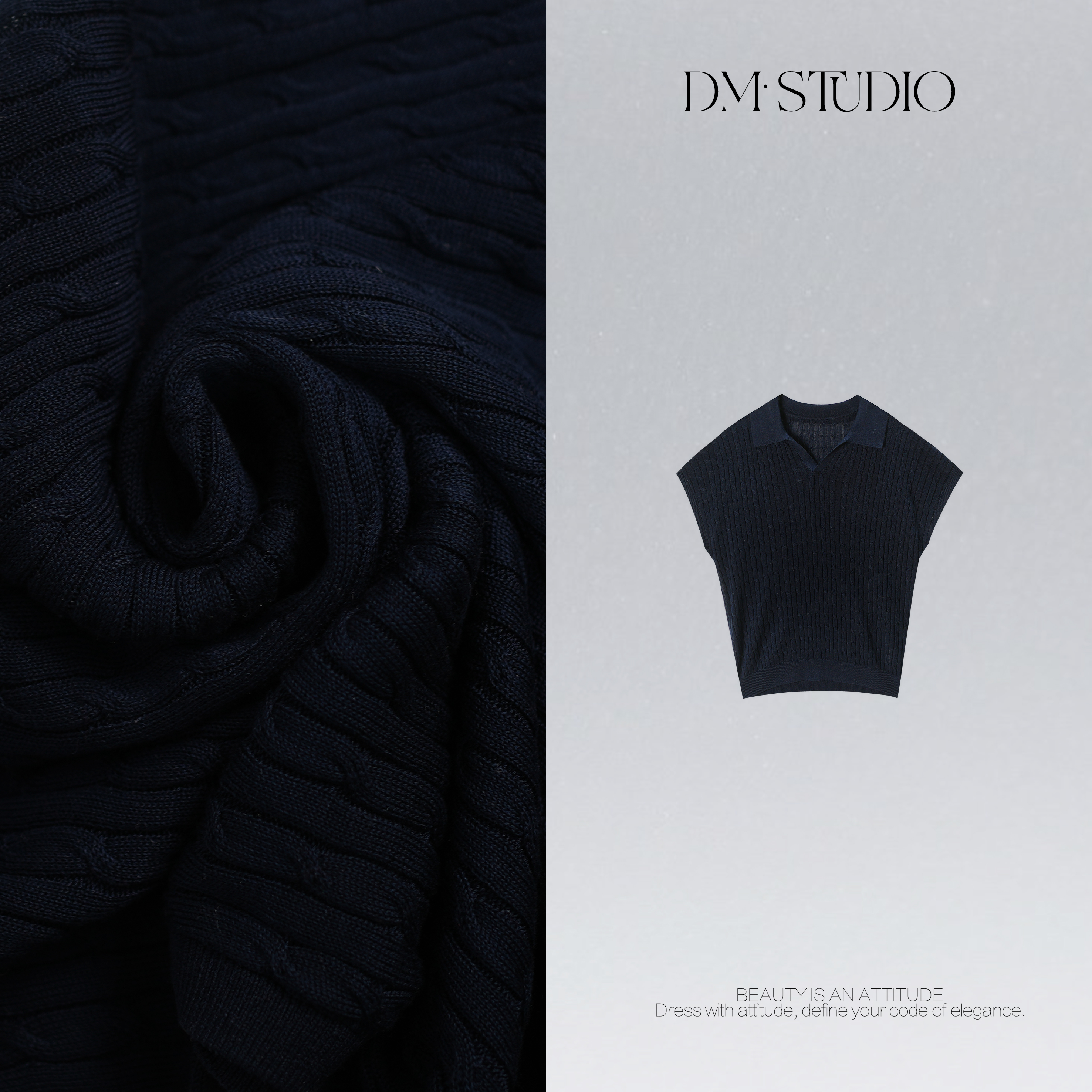 DEDM•STUDIODM/休闲百搭气质纯色气质翻领针织衫上衣2507ZZS/5088