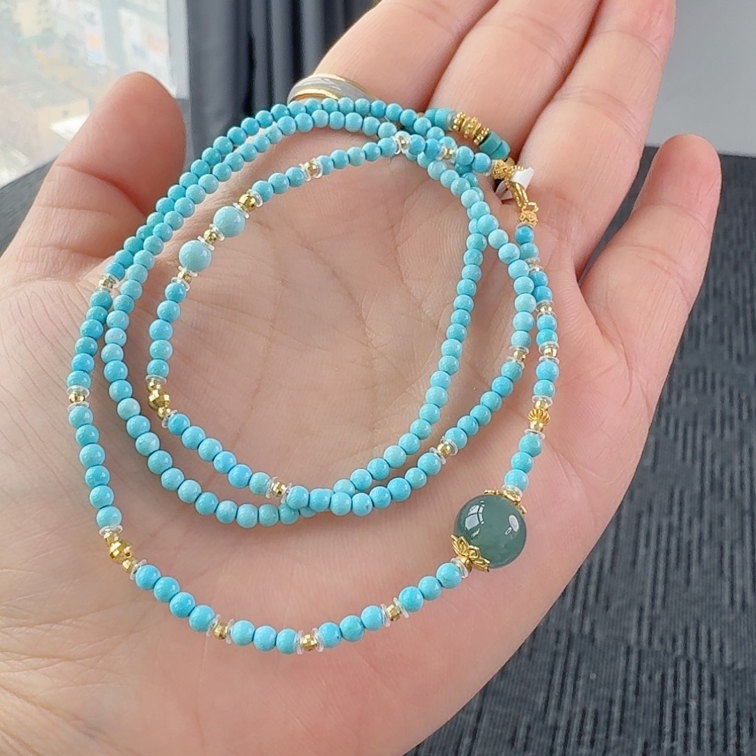 厚***律绿松石18K金镶嵌珠宝半成品