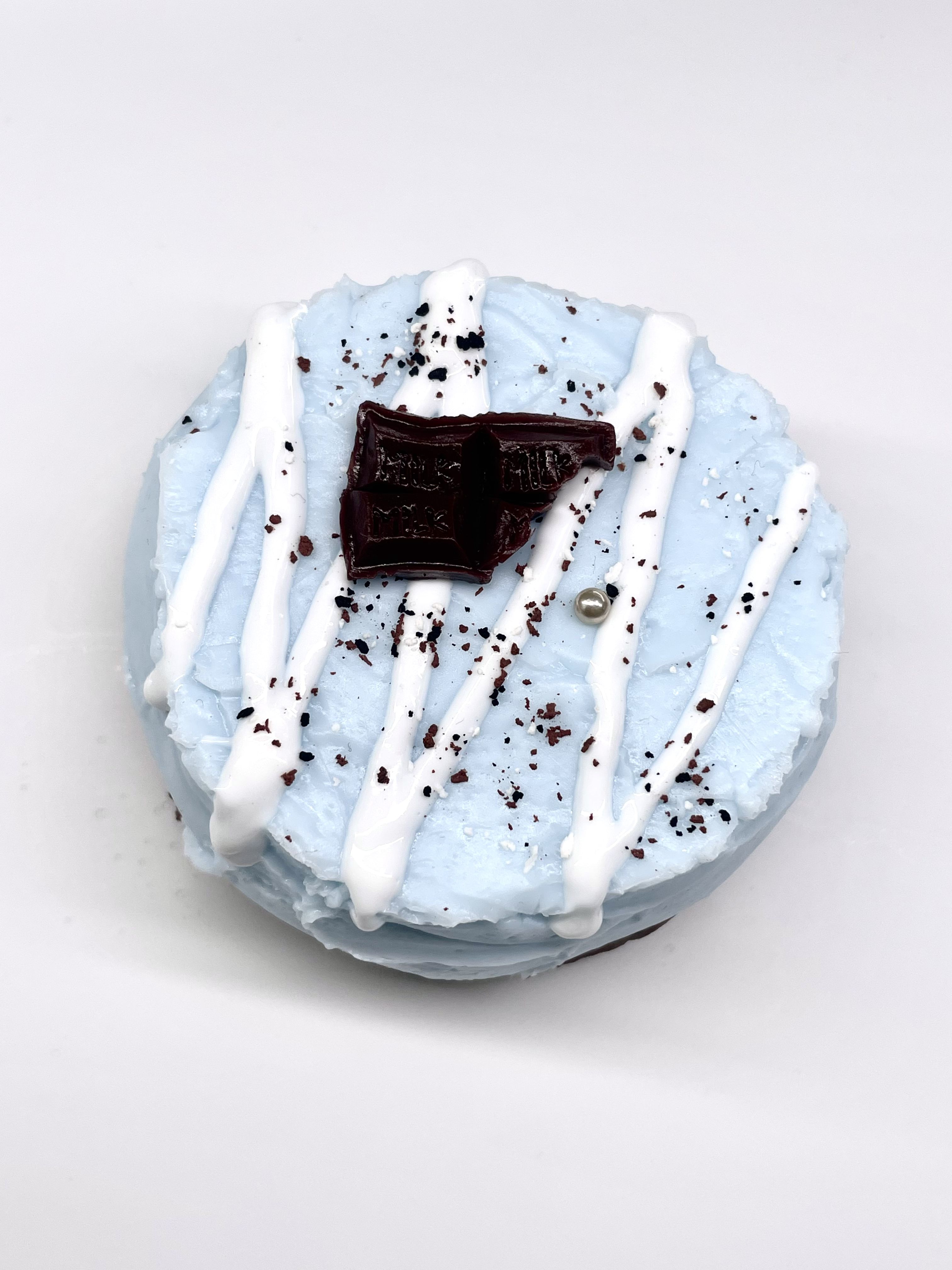 食品级硅胶纯手工制作捏捏-捏捏海盐蓝抹面蛋糕（大瑕重瑕）