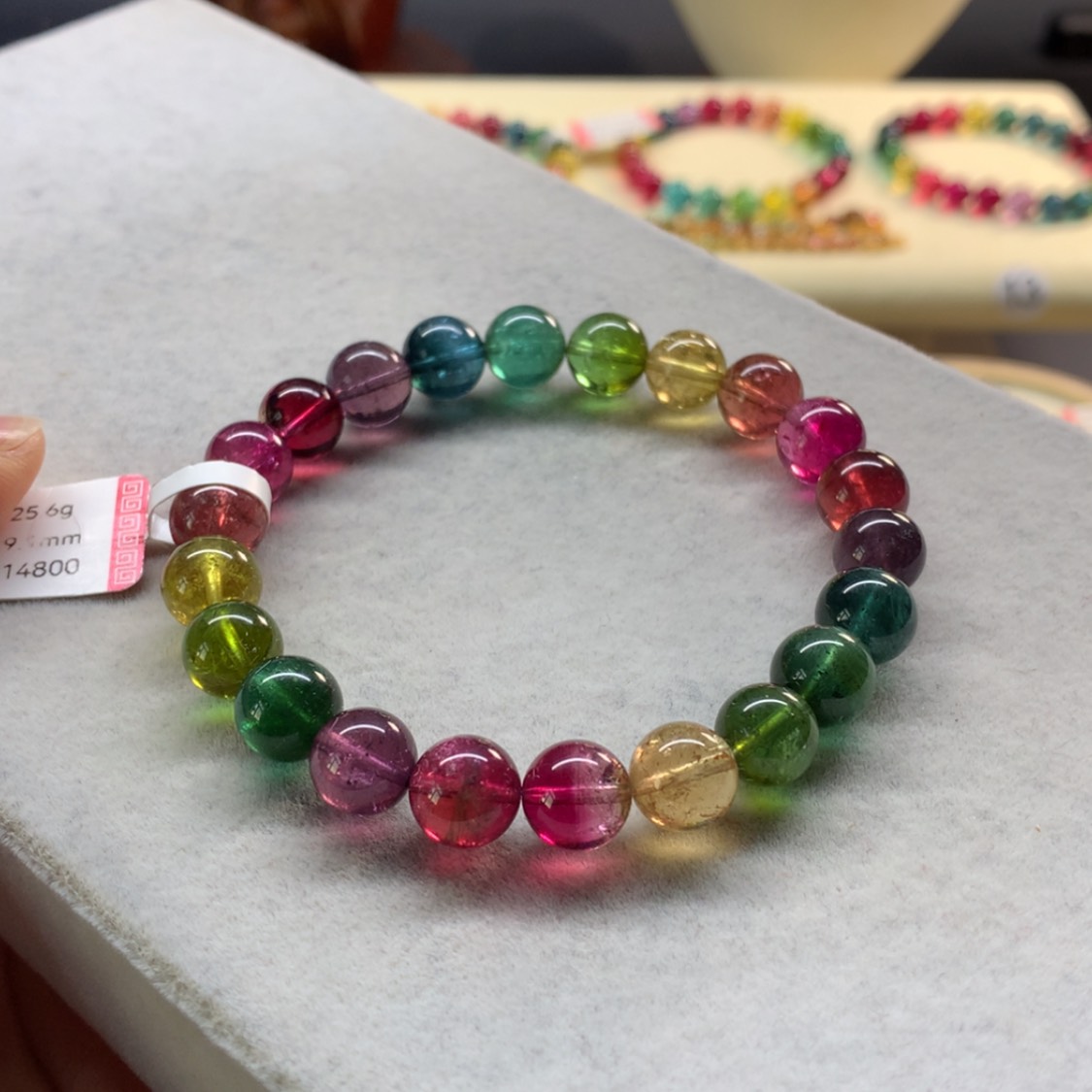 【闪购商品】未镶嵌手链碧玺艳丽色标单圈7,5