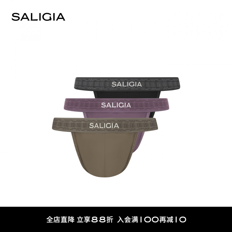 SALIGIA凉感胶囊仲夏初夜轻盈半透网纱织物男士高叉内裤