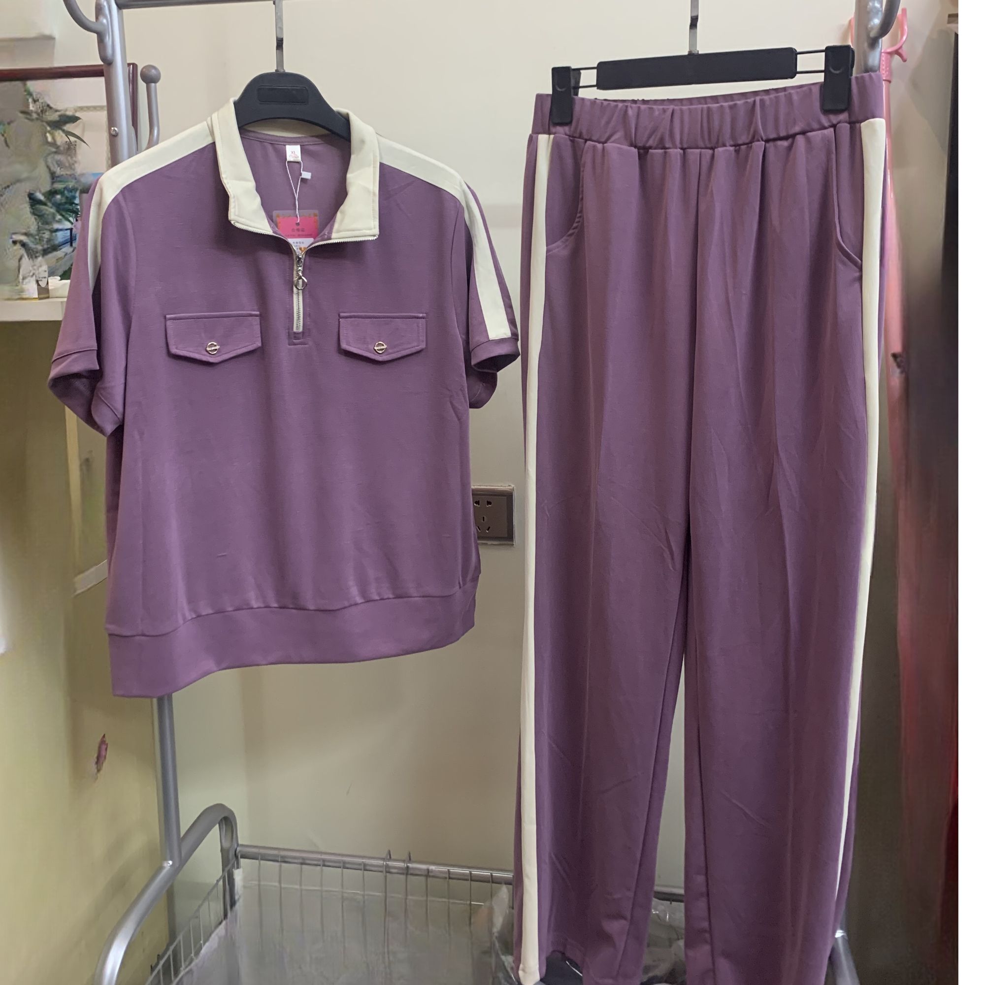 大码夏季女士休闲运动套装时尚洋气显瘦短袖两件套气百搭