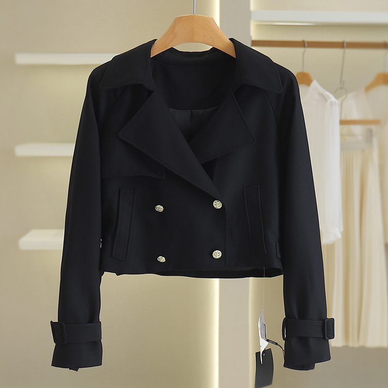 C140-【摩】小个子双排扣翻领长袖短外套#ZMF55W030