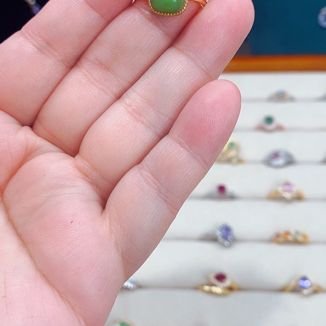 和田玉（碧玉）戒指银S925镶嵌