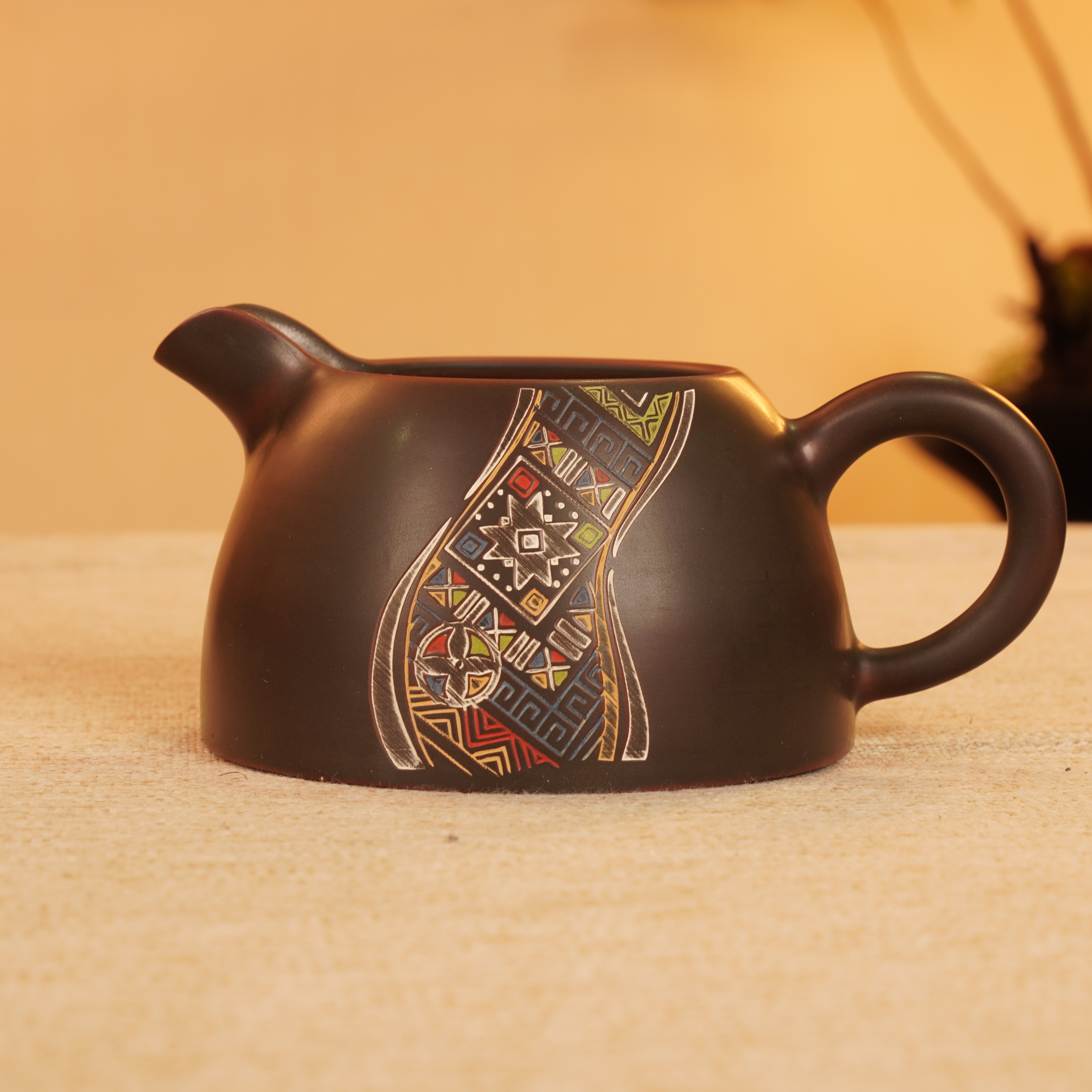 陶礼【绣球】广西钦州坭兴陶壮锦公道杯250ml