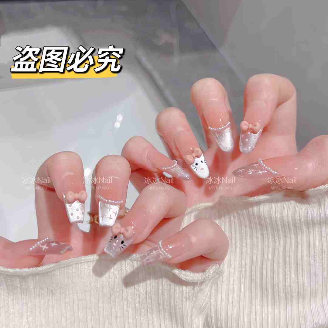 【桃气kitty】可爱卡通纯手工穿戴甲十片装