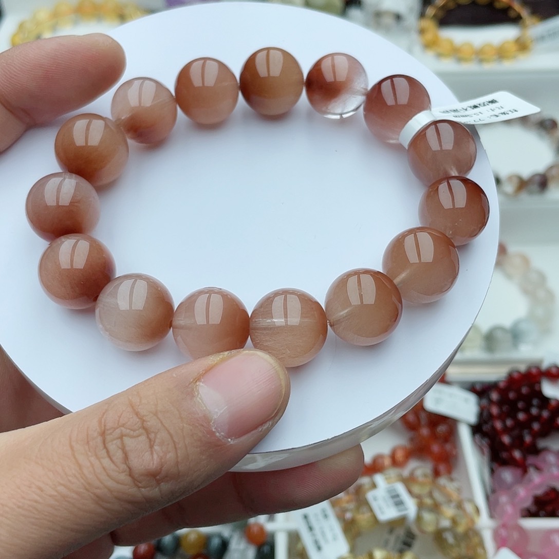 水晶手链未镶嵌红豆沙兔毛15.5mm