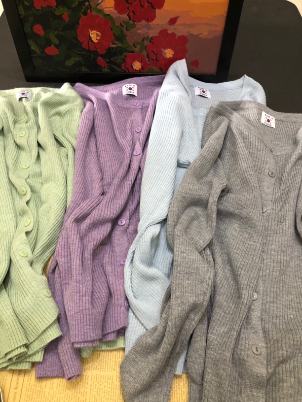 韩系温柔领设计感长袖针织开衫显瘦时尚修身