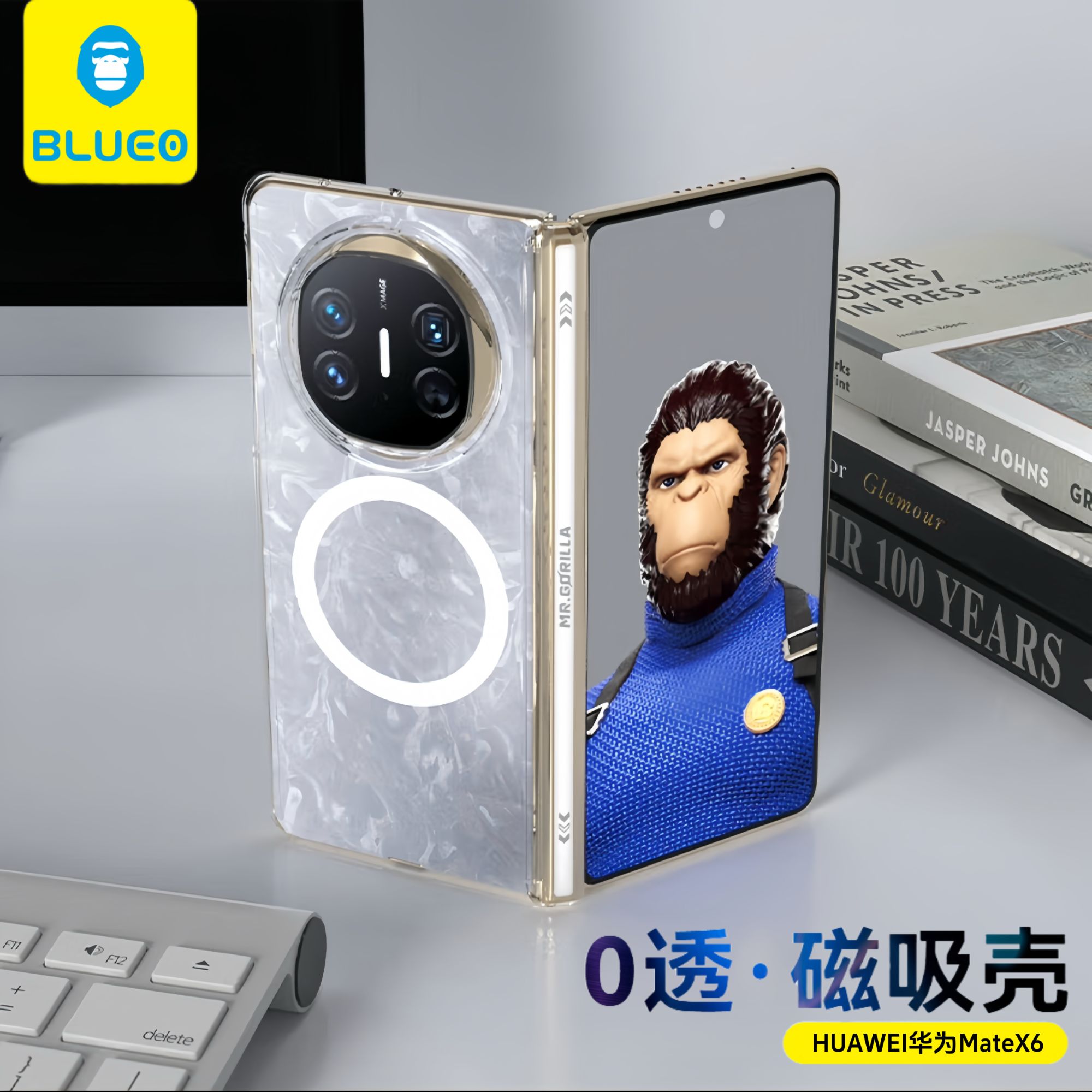 蓝猩适用华为matex6透明转轴0透手机壳x6典藏版matex5磁吸保护壳