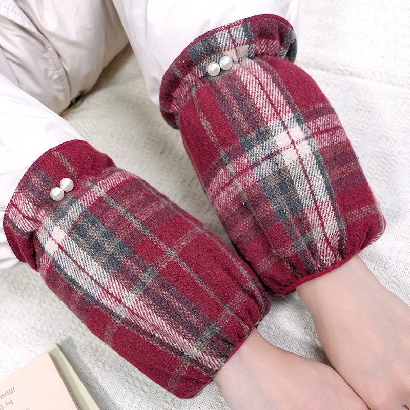 2025新款格纹袖套秋冬家务防脏套袖学生保暧工作防污短款护袖头