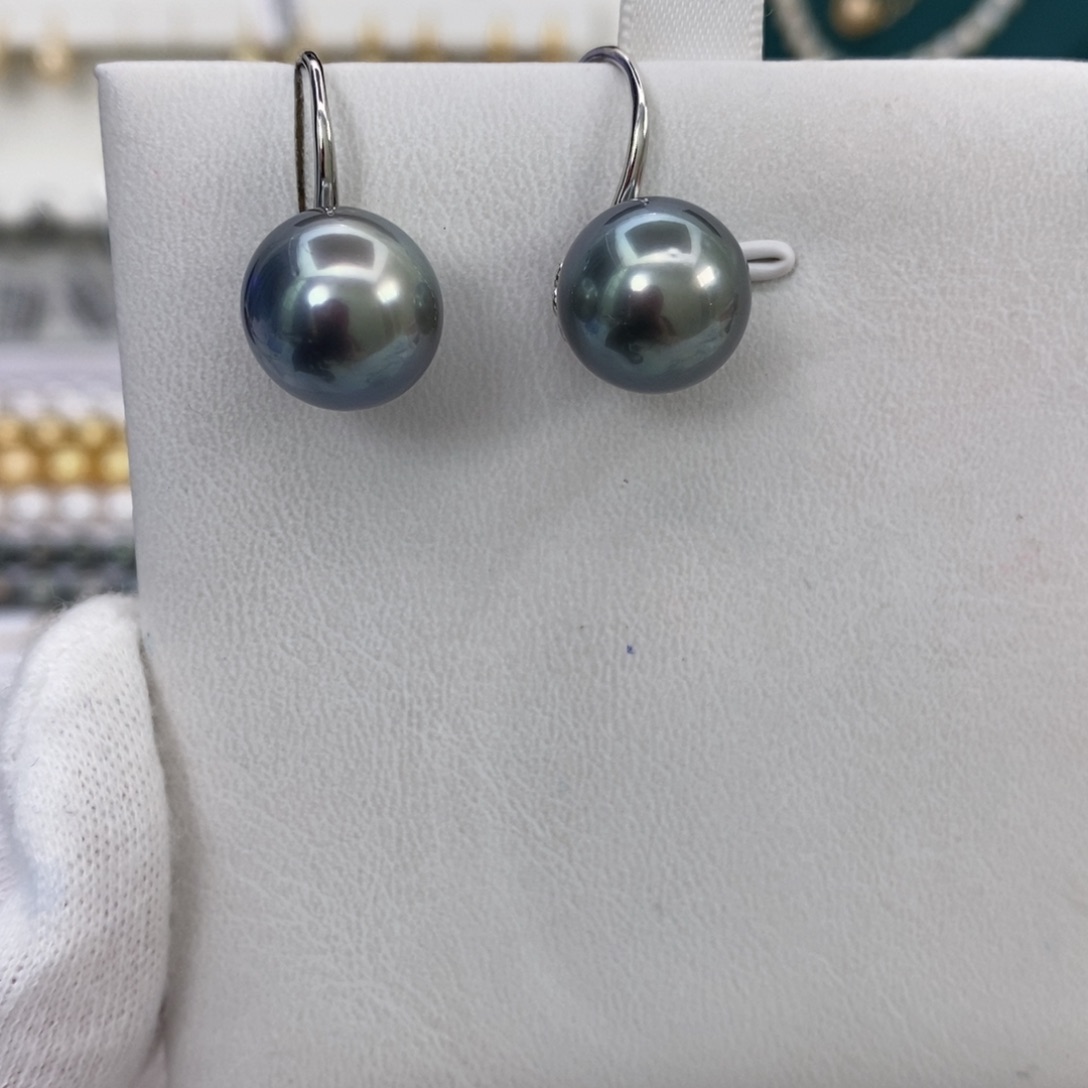 海水珍珠耳饰银S925镶嵌12-13m m