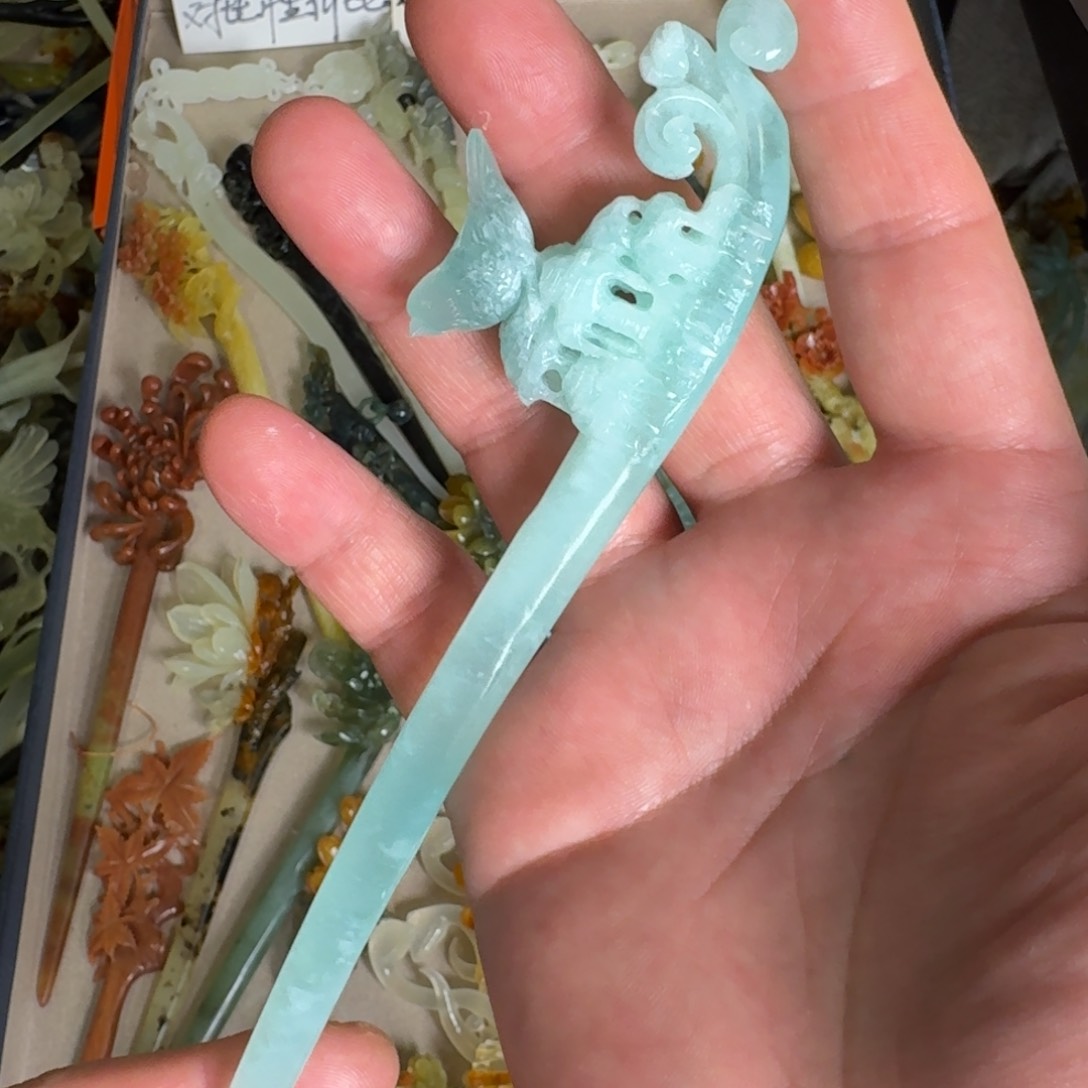 岫玉发饰未镶嵌v****b明君玉簪就是好看