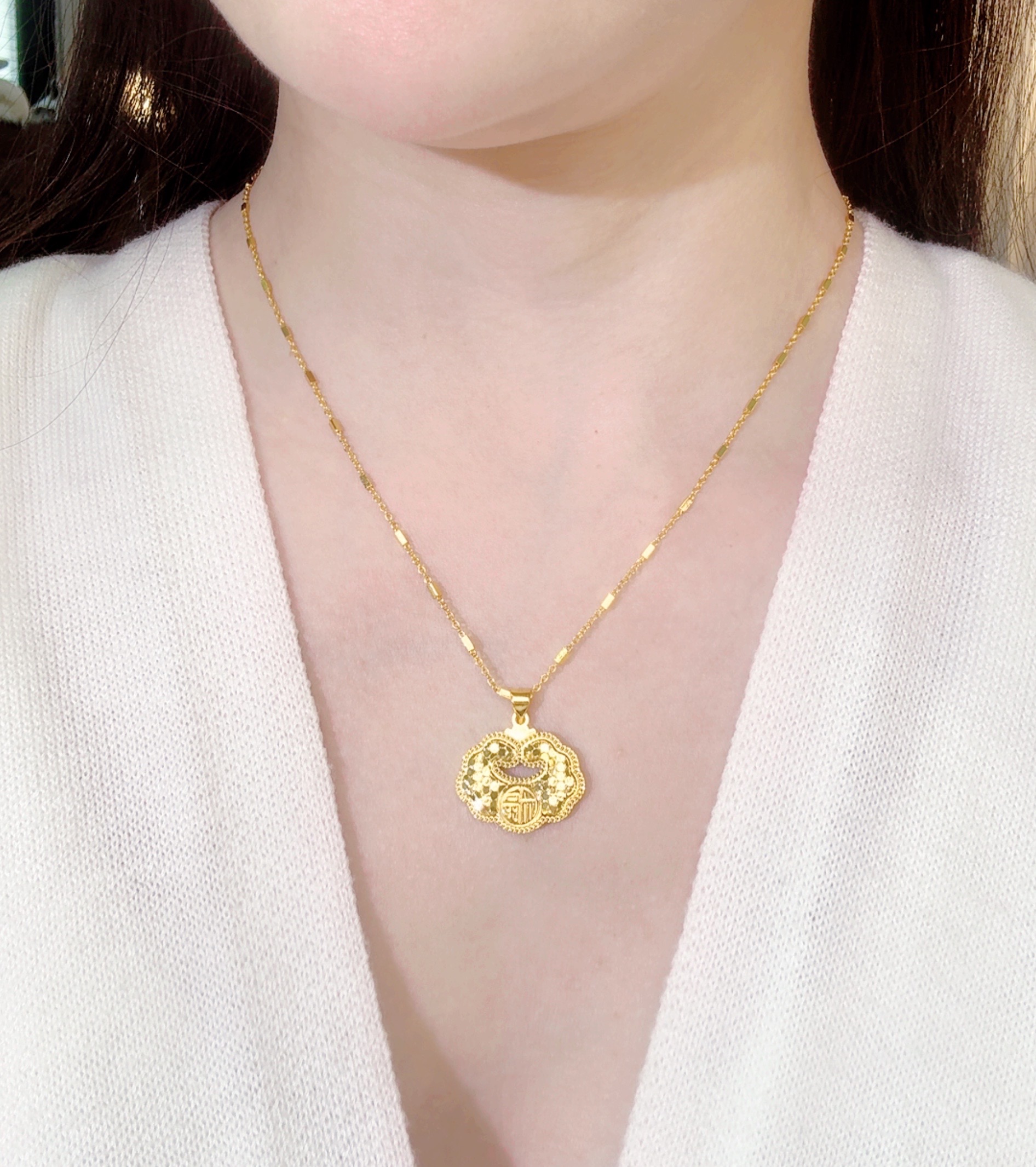 钛钢项链 《冰际》CNC龙鳞平安锁项链（可调节50cm）