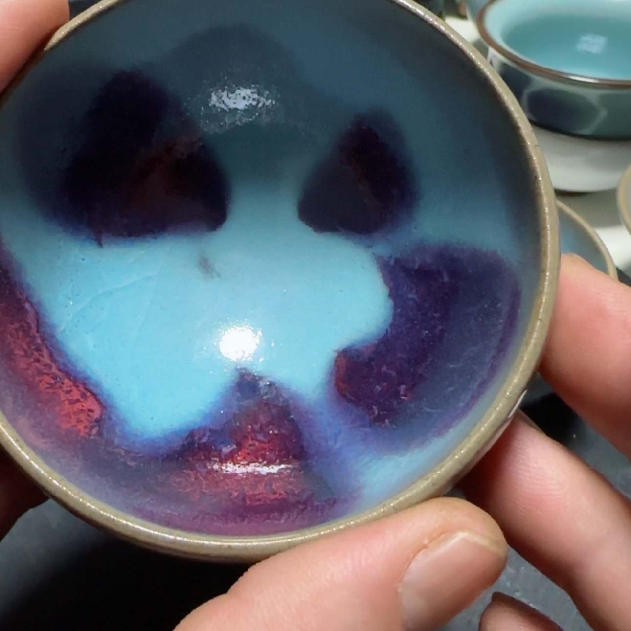 【闪购商品】摆件宋钧仿古鸡心碗（微霞拍一发四）