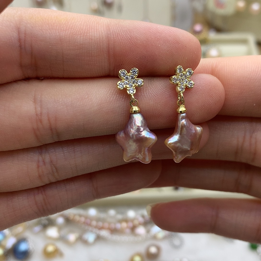 耳饰淡水珍珠银S925镶嵌