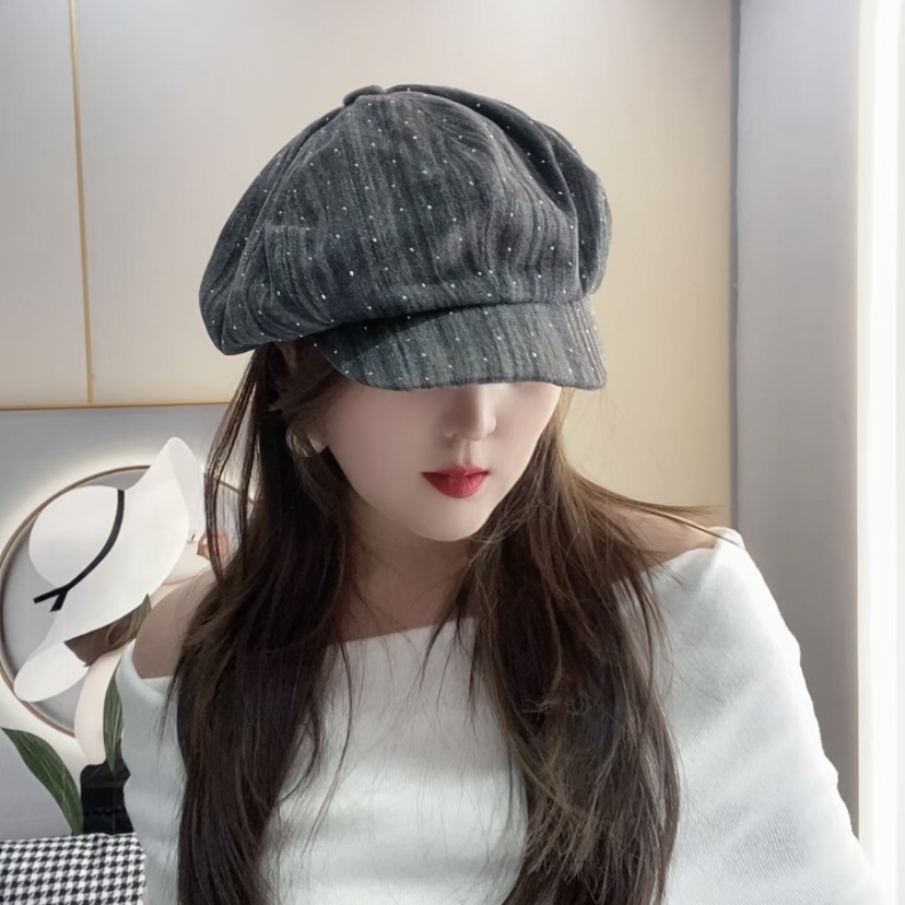 春秋新款复古八角帽大版设计显脸小扎染报童帽