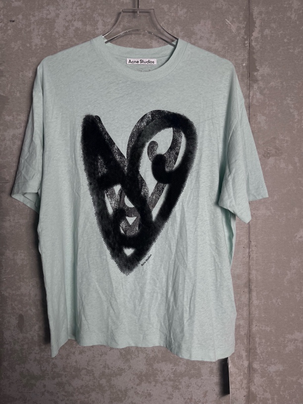 未使用 Acne studio S*1/Acne Studio复古爱心涂鸦印花短袖/09268