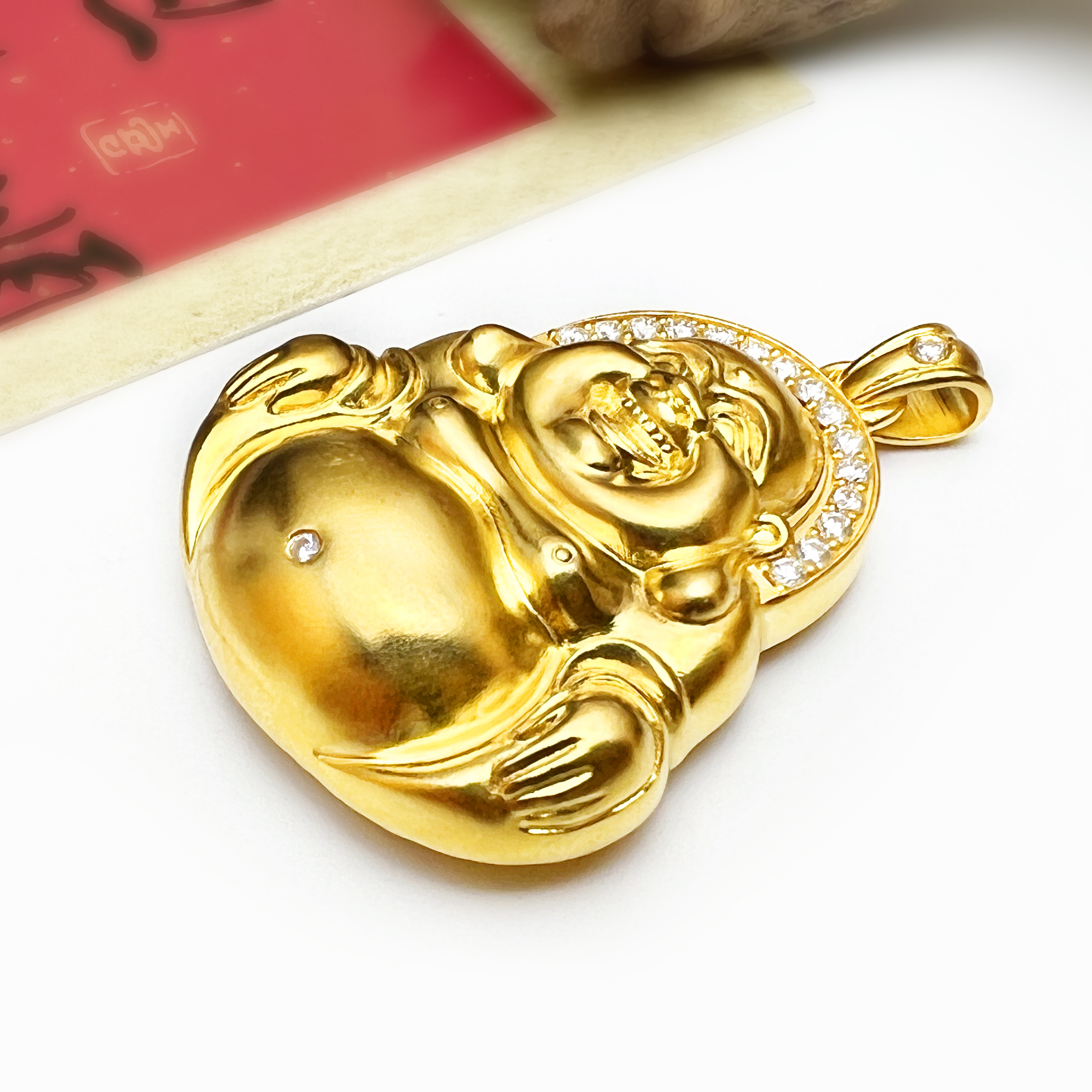 【吊坠】足金999镶嵌拉丝【黄金首饰】【大肚佛】