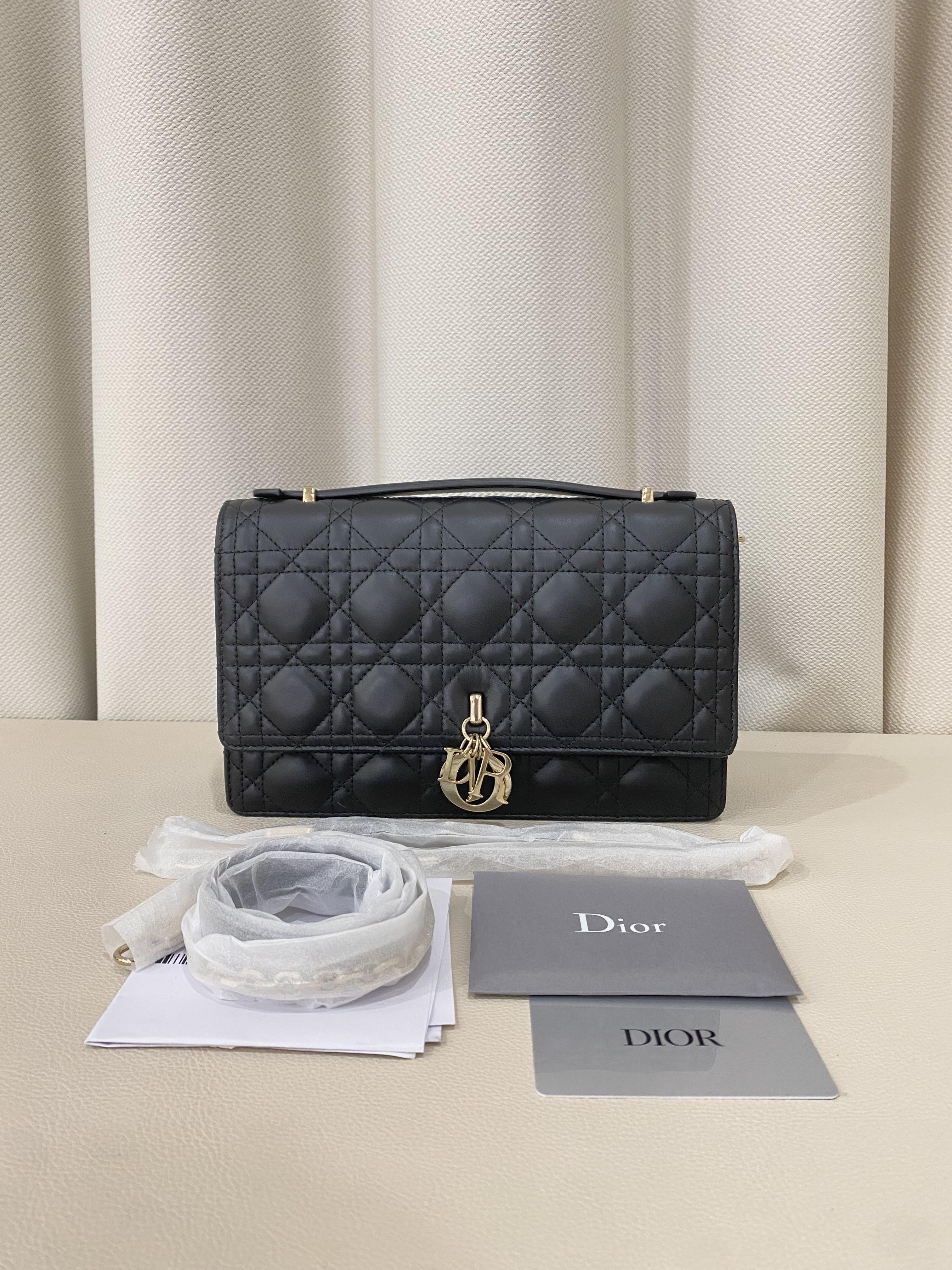 99新 DIOR/迪奥 dior miss lady 中号黑金链条包/甄选