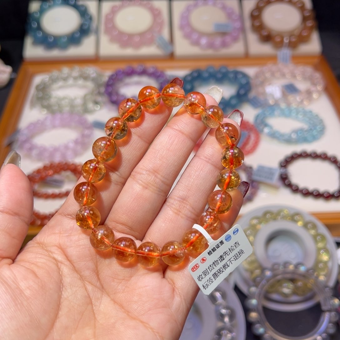 水晶手串未镶嵌暴力黄塔晶9.6m m