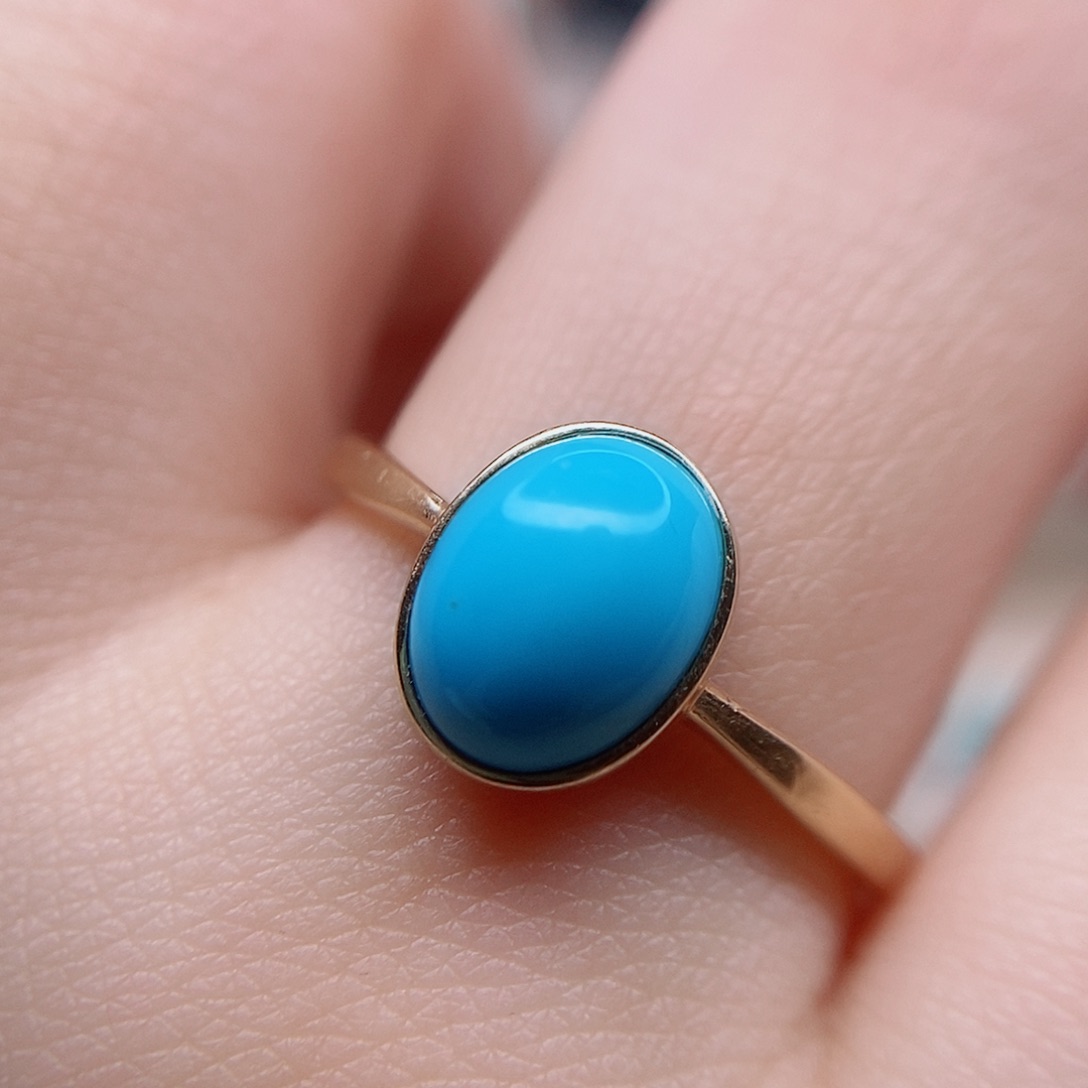 绿松石戒指18K金镶嵌