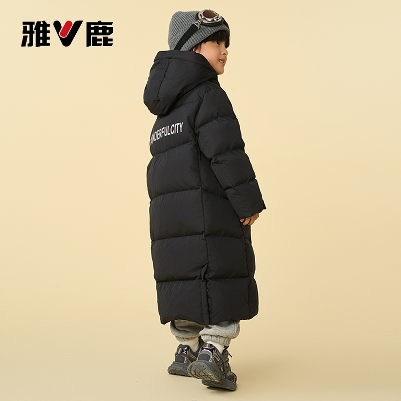 雅鹿2025新款儿童极寒加厚羽绒服过膝长款男童女童中大童冬季外套