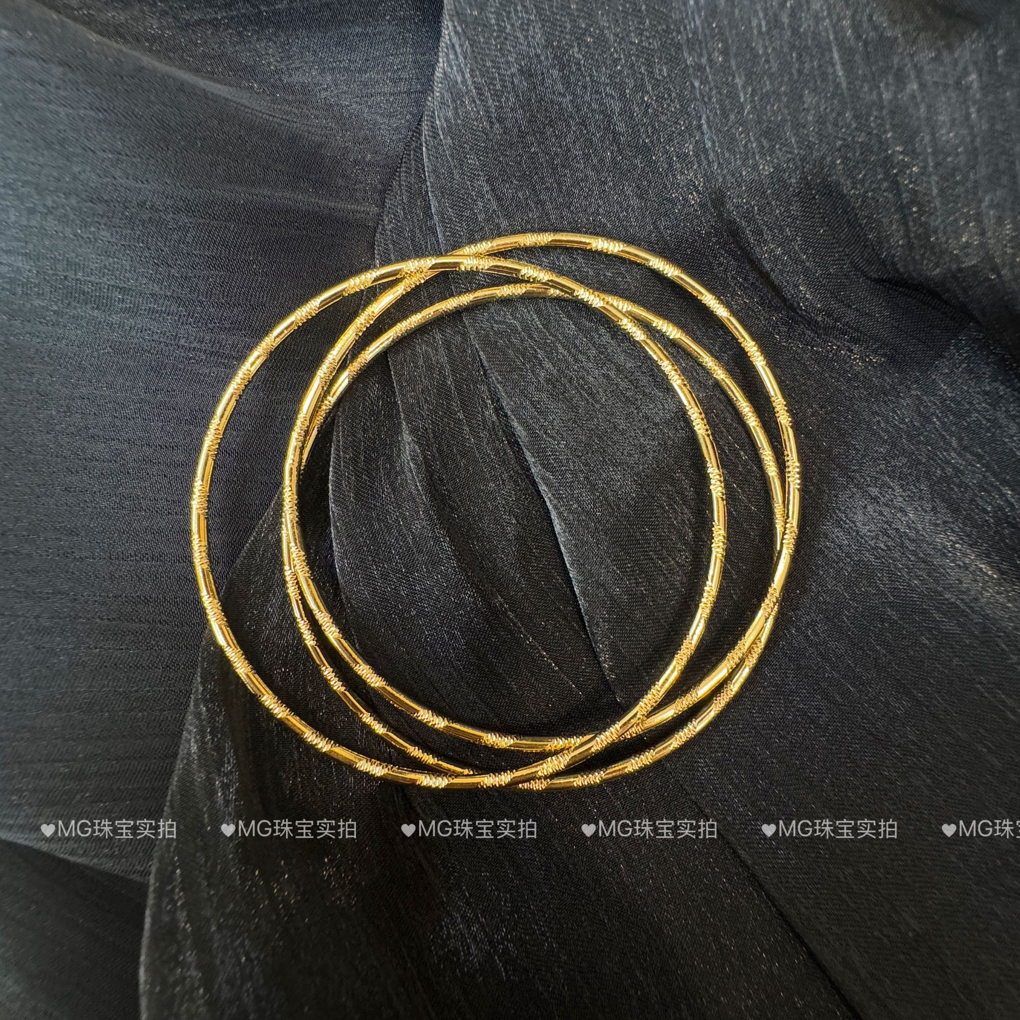 手镯  H230黄色实心竹节素圈手镯/2mm