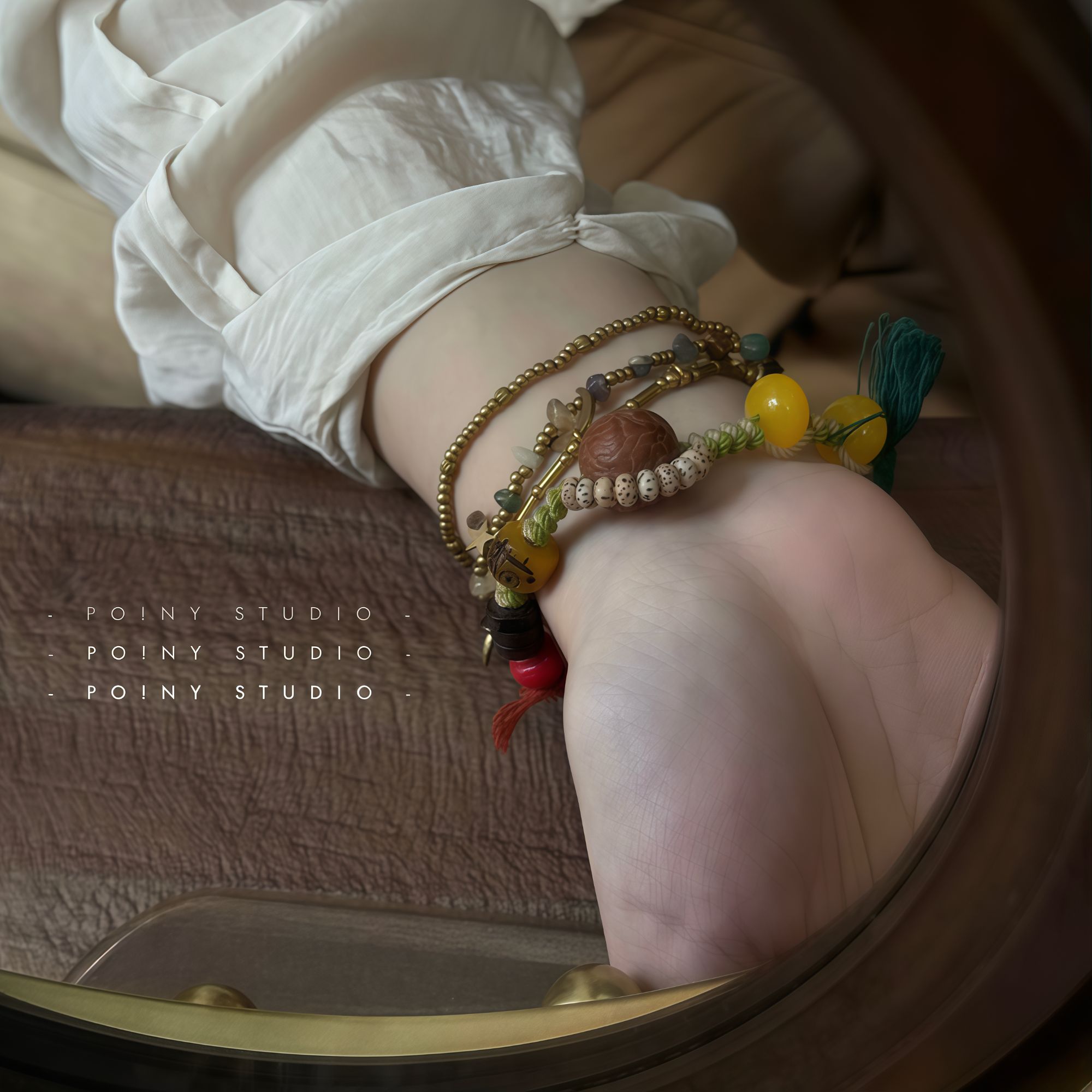 合金布艺手链 复古民族风串珠手链女编织手绳学生闺蜜手串套装