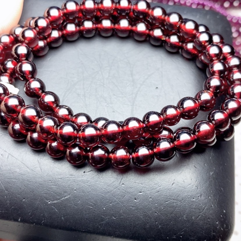 【闪购商品】石榴石手链未镶嵌诺*姿6酒红色毕业级10
