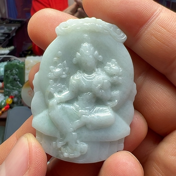 翡翠未镶嵌颈饰观音平安牌