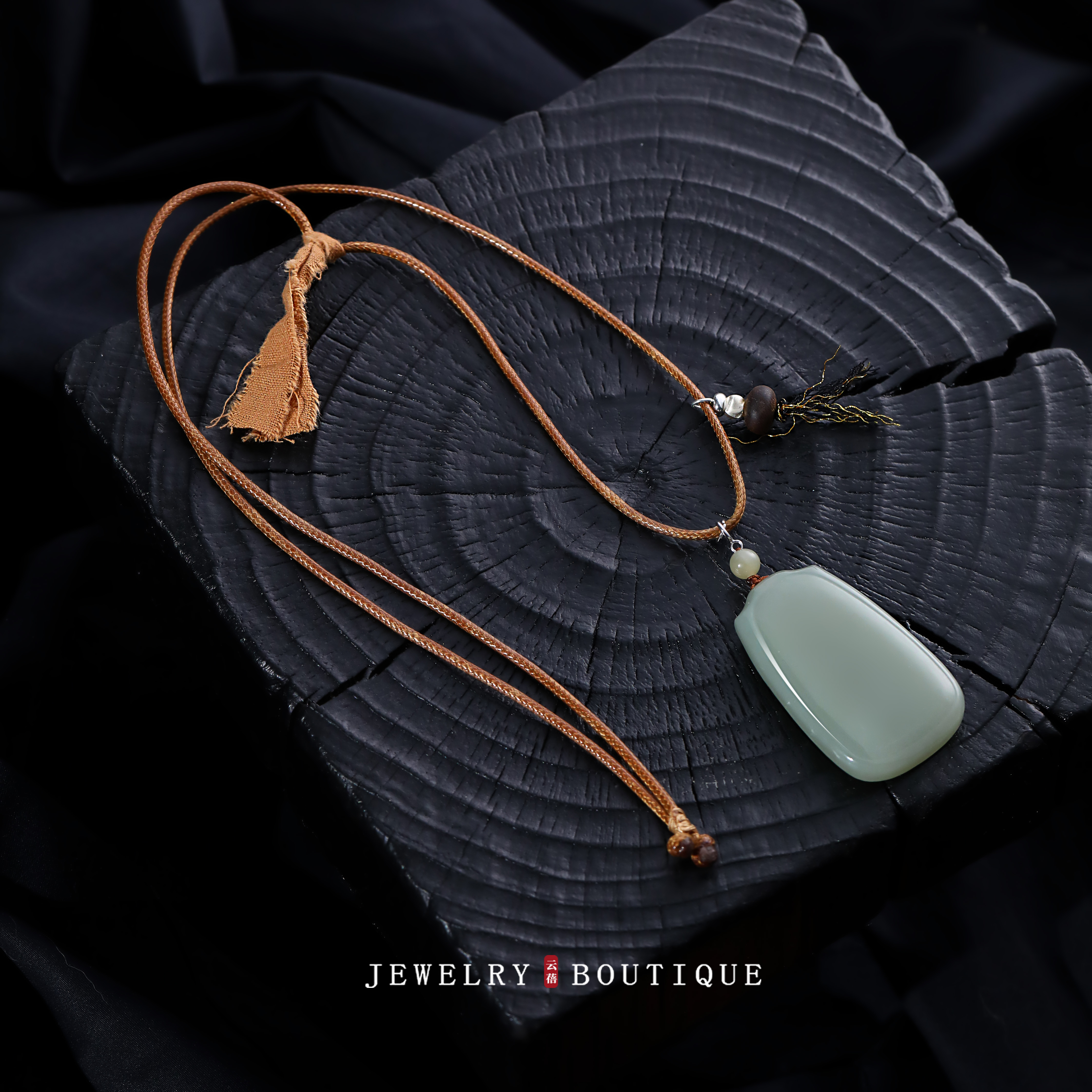 且末蓝无事牌和田玉吊坠编绳项链新中式编织首饰简约玉坠