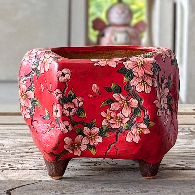 刻画个性花卉田园风格透气多肉花盆