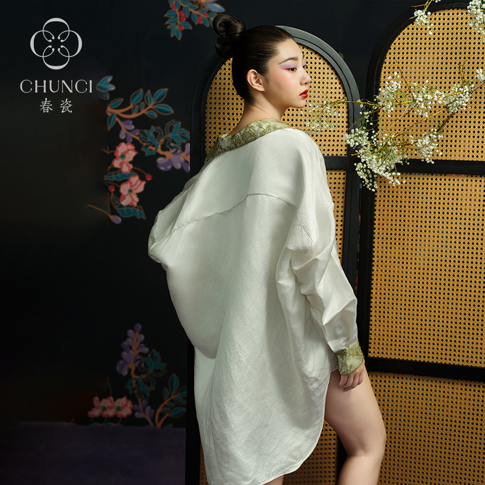 春瓷CHUNCI长安西市系列【罗衣】亚麻桑蚕丝百搭廓形衬衫