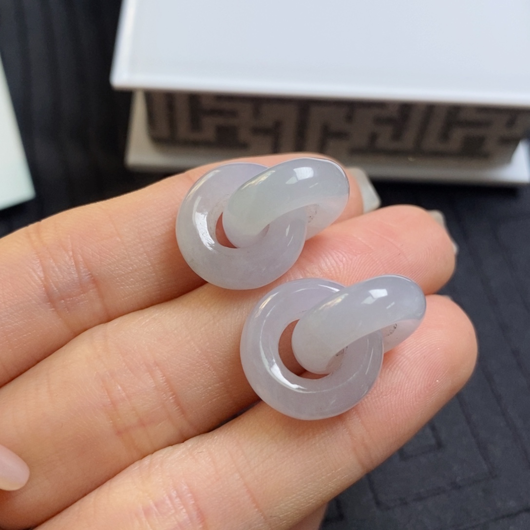 翡翠未镶嵌耳饰冰双环