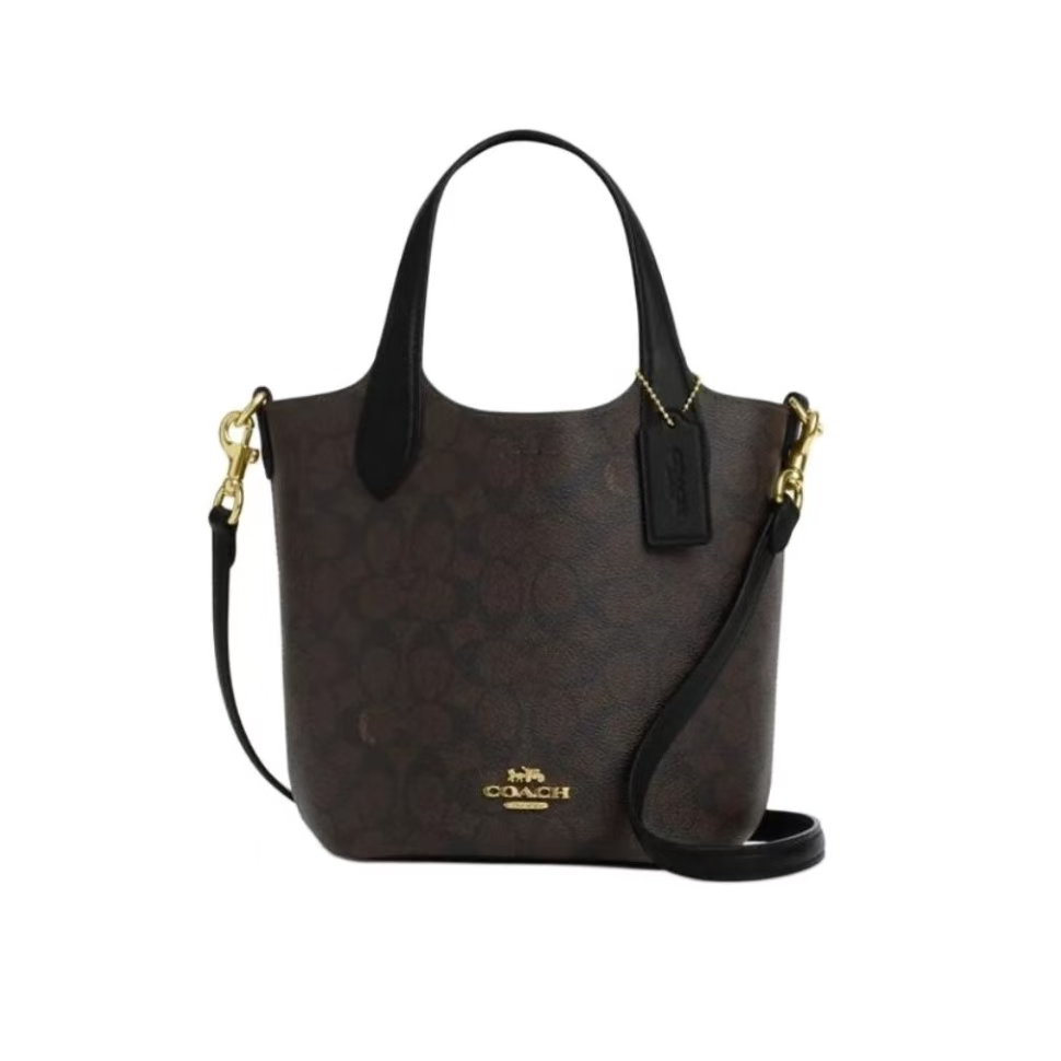 COACH/蔻驰 CAF16 IMXAQ HANNA 小号胡桃木色菜篮子包 17*19*12