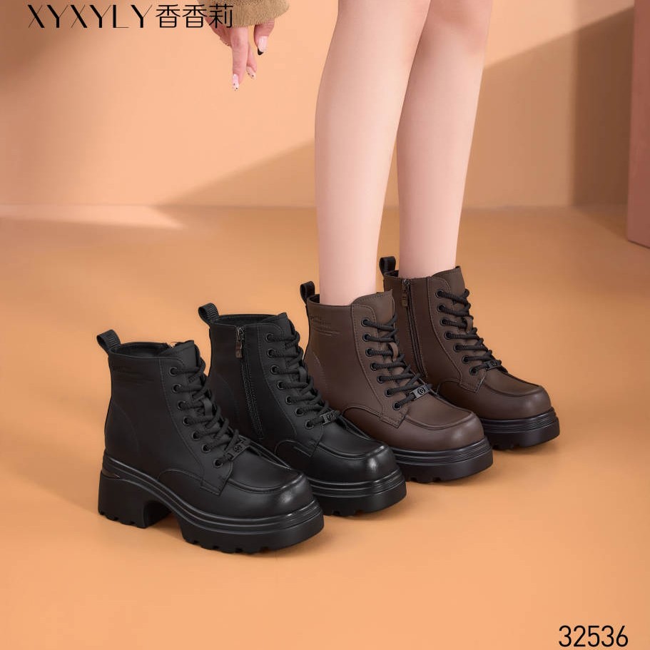 香香莉女鞋2025冬季新款32536厚底马丁靴女英伦风百搭舒适靴短靴