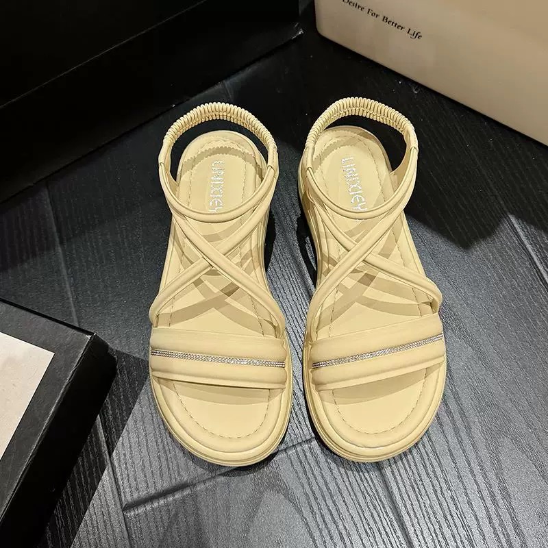 春夏新款夏季松糕厚底凉拖时尚拖鞋夏季C02【黄】