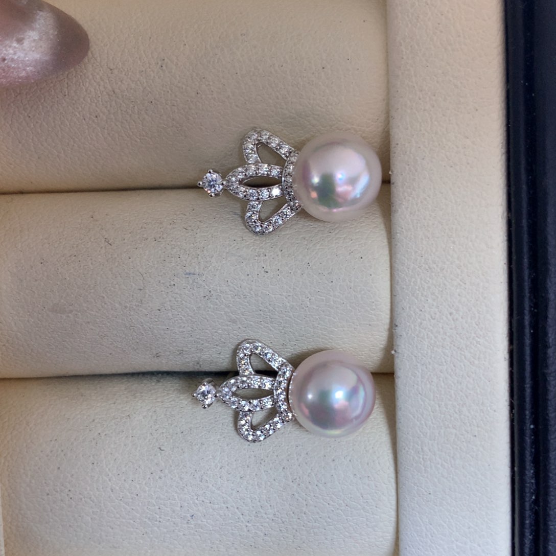 海水珍珠耳饰银S925镶嵌