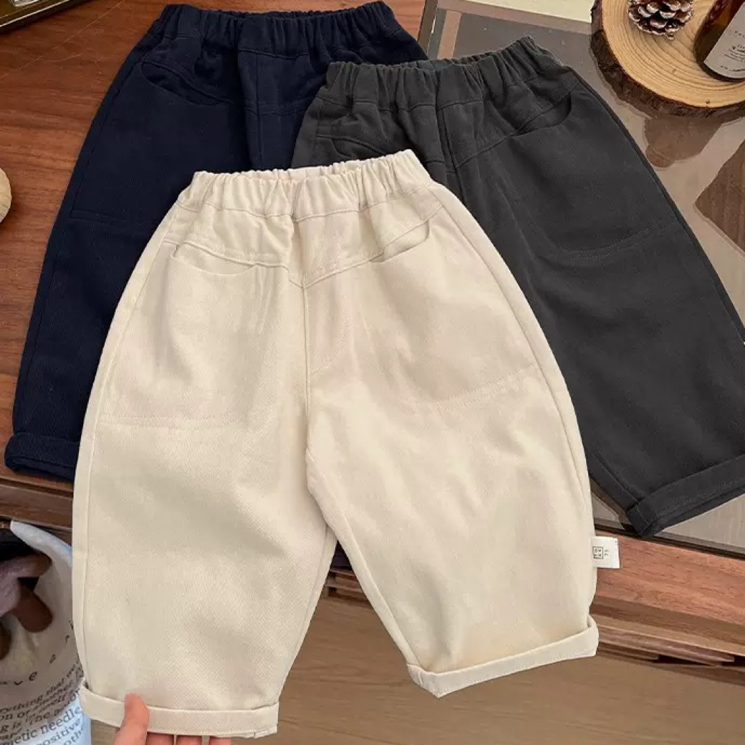 春季2026新款儿童休闲宽松直筒裤洋气男女宝宝纯色百搭长裤 