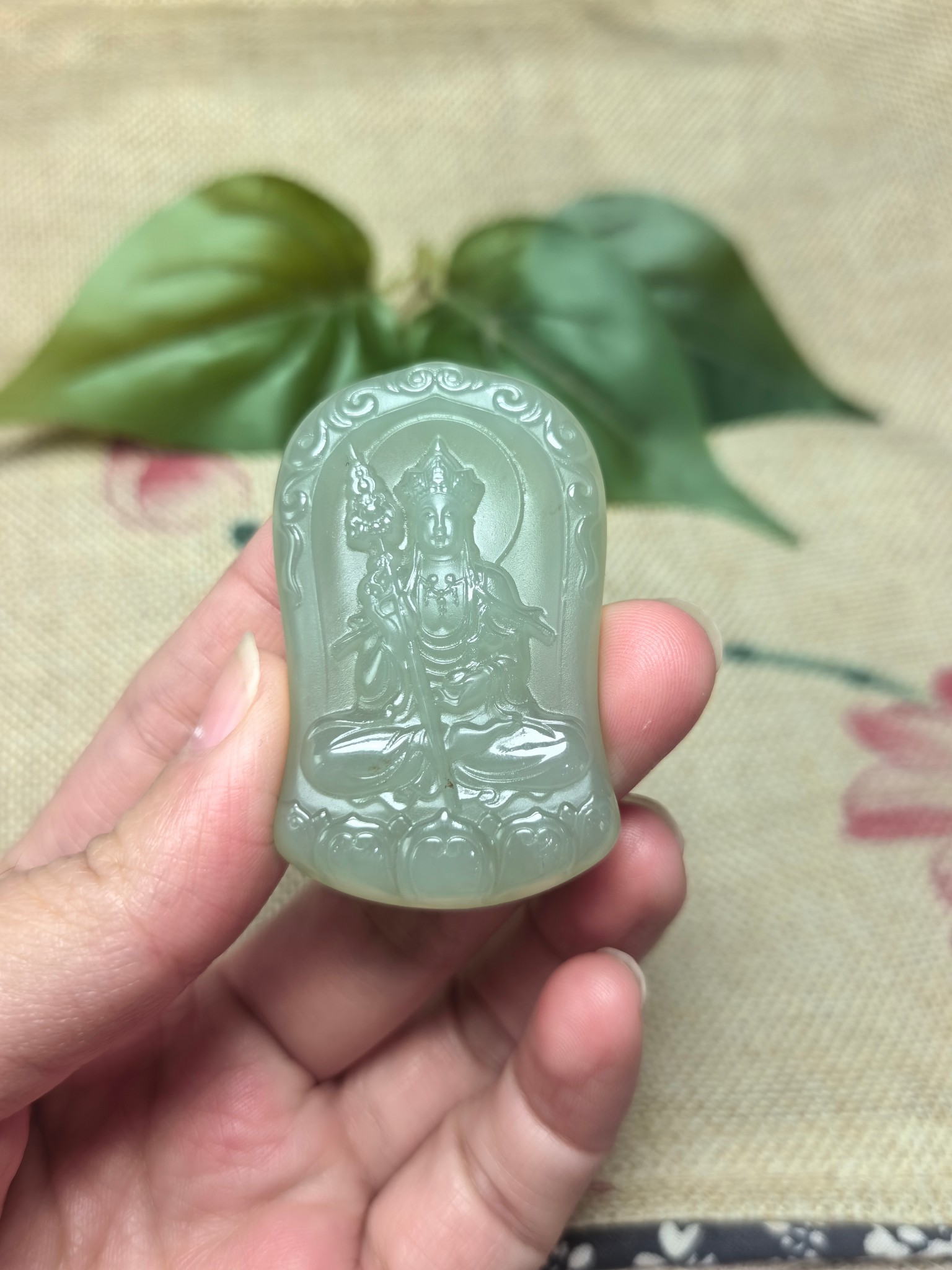 和田玉地藏王菩萨挂件三藏法师玉佩男女款节日饰品双面精雕