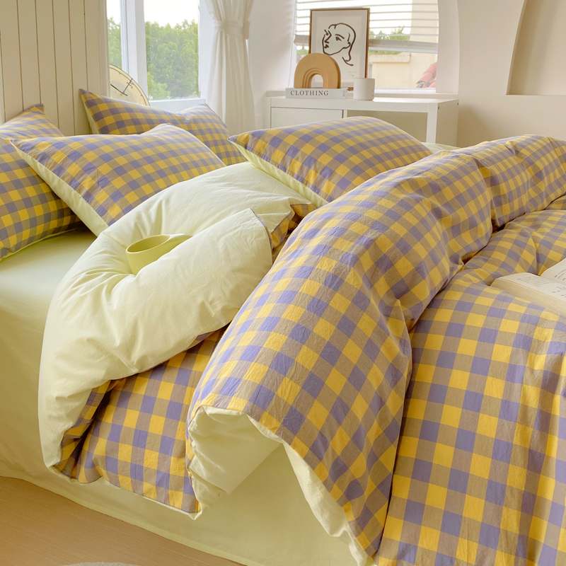 无印2025新款全棉纯棉色织AB版水洗棉四件套