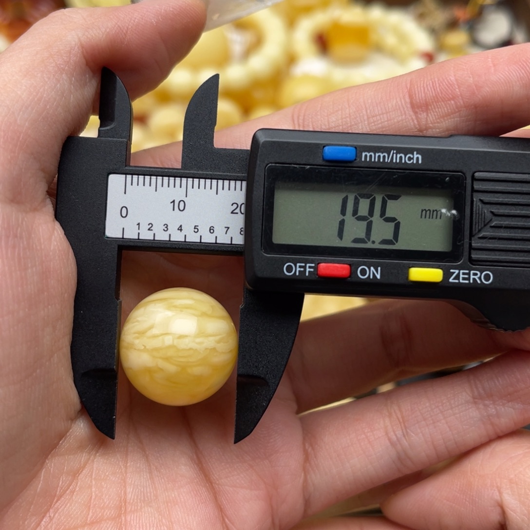 琥珀未镶嵌裸石蜜蜡圆珠静