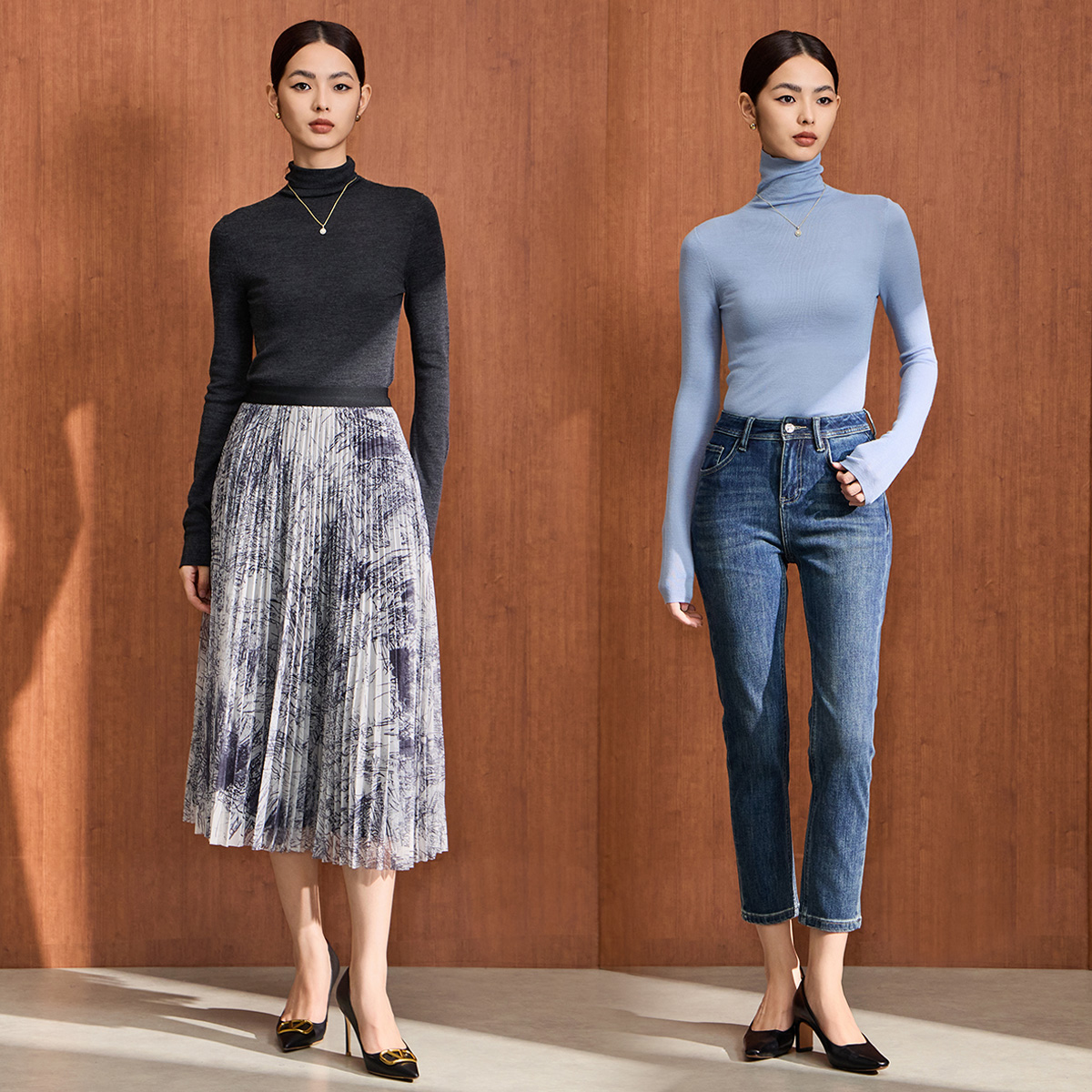 【粉丝专享】马天奴长袖针织时尚百搭修身半高领针织衫VDA887SWH0